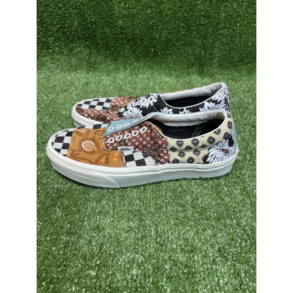 Vans Era Paisley Checkered Tiger Patchwork Era Sneakers Shoes Women’s Size 8